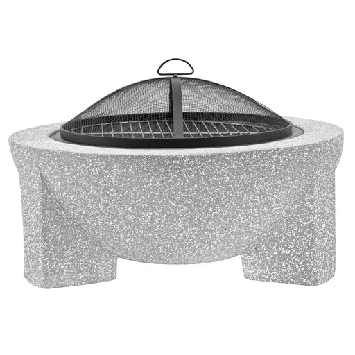 Dellonda Round MgO Fire Pit with BBQ Grill Ø75cm Safety Mesh Screen - Light Grey Dellonda  - Dynamic Drive