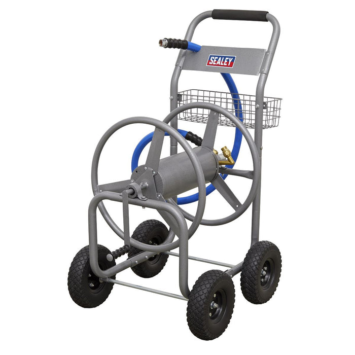 Heavy-Duty Hose Reel Cart with 5m Heavy-Duty Ø19mm Hot & Cold Rubber Water Hose Sealey  - Dynamic Drive