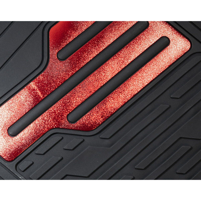 Heavy Duty Rubber Floor Mats Set with Red Fits Nissan Almera Note Pixo Qashqai UKB4C  - Dynamic Drive