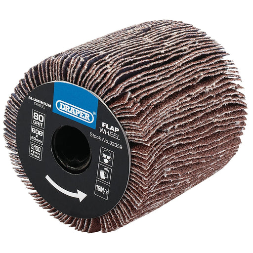 Draper Aluminium Oxide Flap Wheel, 60 x 60mm, 80 Grit 93359 Draper  - Dynamic Drive