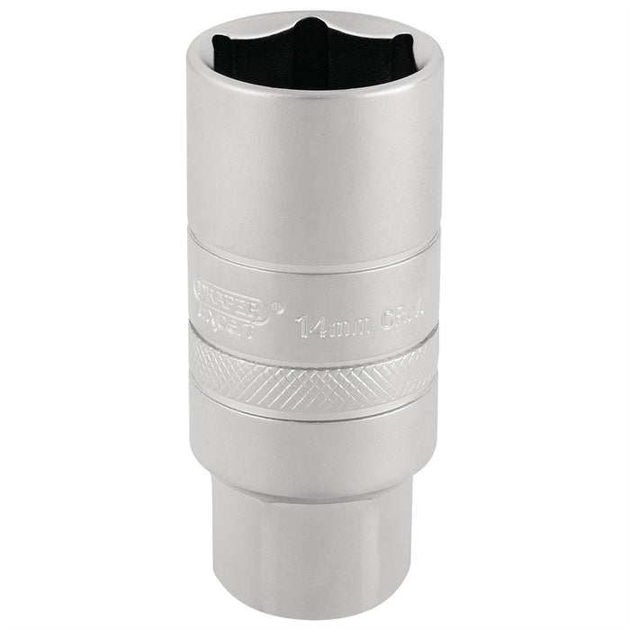 Draper 14mm Thread 6 Point Satin Chrome Spark Plug Socket, 3/8" Sq. Dr., 21mm Draper  - Dynamic Drive