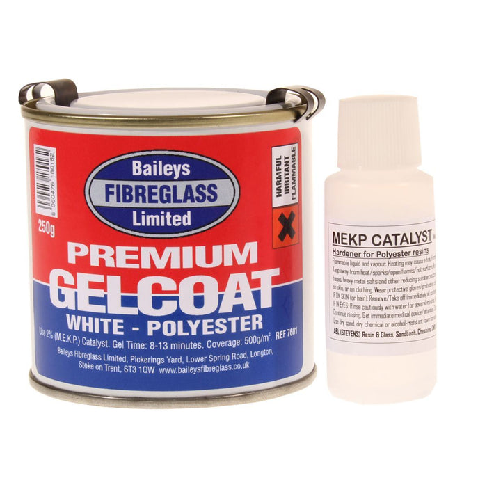 Baileys Fibreglass Gelcoat Brilliant White 250g for Smooth, Glossy Finish