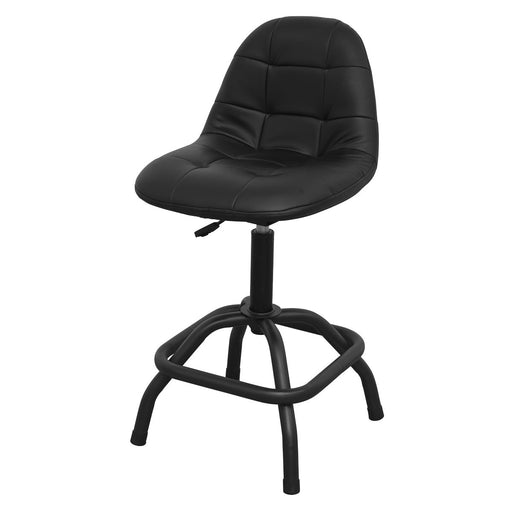 Sealey Workshop Stool Pneumatic with Adjustable Height Swivel Seat & Back Rest Sealey  - Dynamic Drive