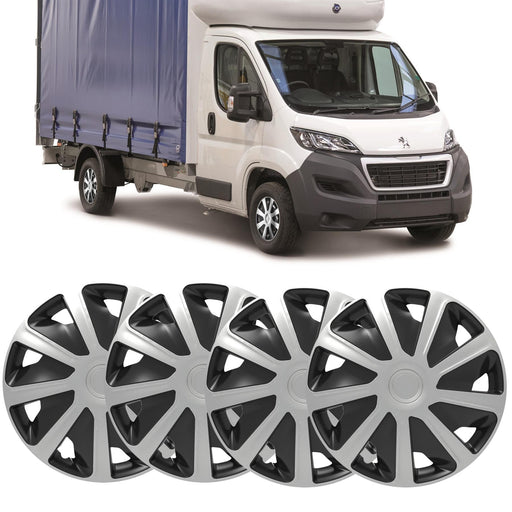 15" fits Peugeot Boxer fits Wheel Trims Van Hubcaps Set of 4 Black Silver UKB4C  - Dynamic Drive