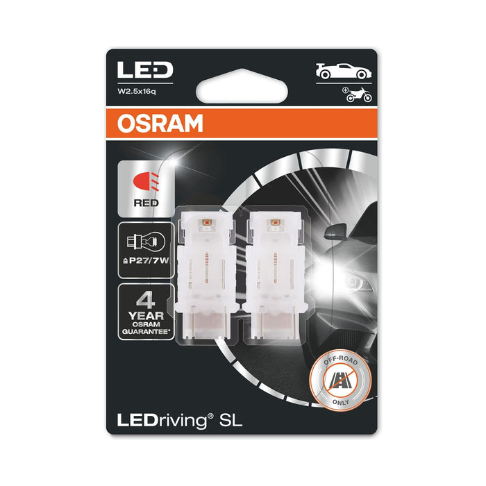 OSRAM LEDriving® SL, P27/7W, Red, LED signal lamps, Off-road only, non ECE