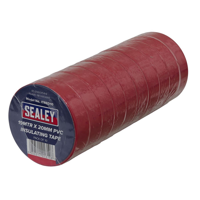 Sealey PVC Insulating Tape 19mm x 20m Red Pack of 10 ITRED10