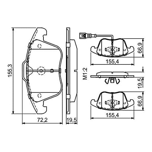 Bosch Brake Pad Set Bp1280 fits VW Tiguan TDi|TDi BlueMotion - 2.0 - 07-18 09864