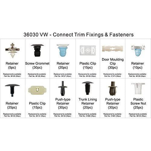 Connect for VW Assorted Trim Clips 255pc 36030 Tool Connection  - Dynamic Drive