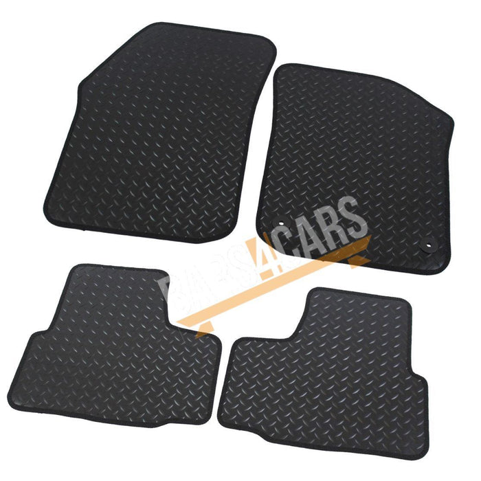 Blue Trim Tailored Black Rubber Car Mats for VW Up 12 > Set of 4 With 2 Clips UKB4C  - Dynamic Drive