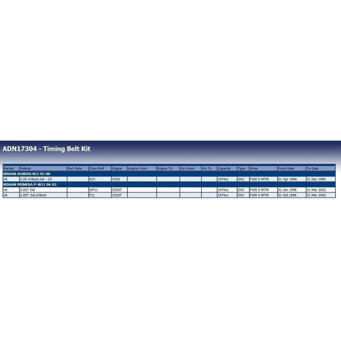 Blue Print ADN17304 Timing Belt Kit