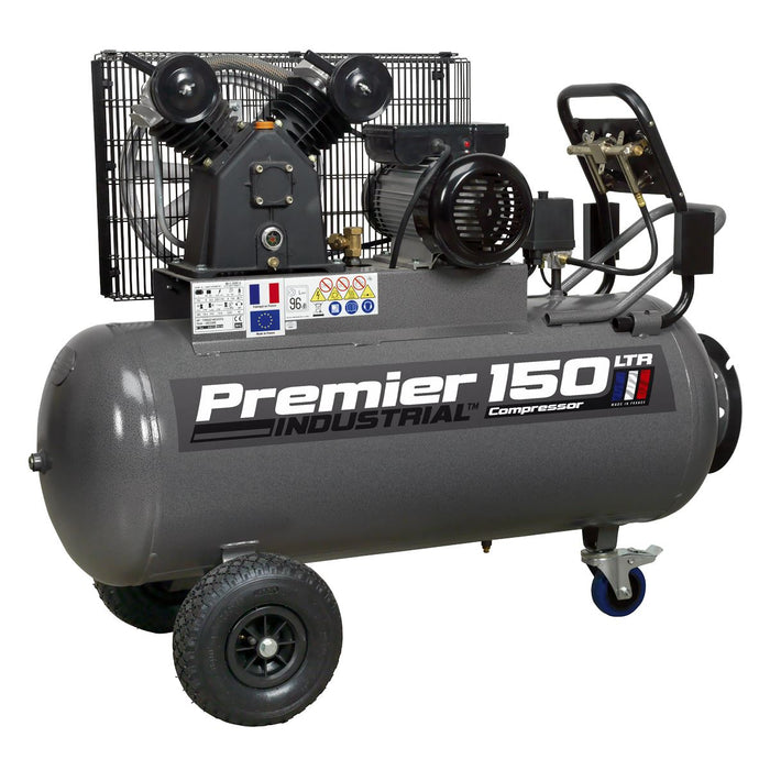 Sealey Air Compressor 150L Belt Drive 3hp with Front Control Panel SAC3153B Sealey  - Dynamic Drive