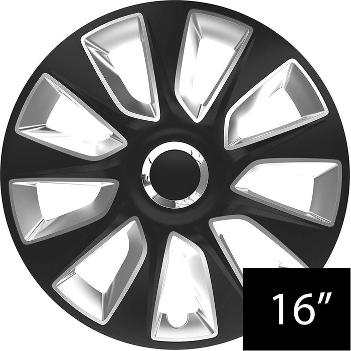 Versaco Car Wheel Trims STRATOSRCBS16 - Black/Silver 16 Inch 9-Spoke - Boxed Set of 4 Hubcaps - Includes Fittings/Instructions UKB4C  - Dynamic Drive