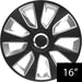 16" Black & Silver Stripe Multi-Spoke Wheel Trims Hub Caps Covers Protectors UKB4C  - Dynamic Drive