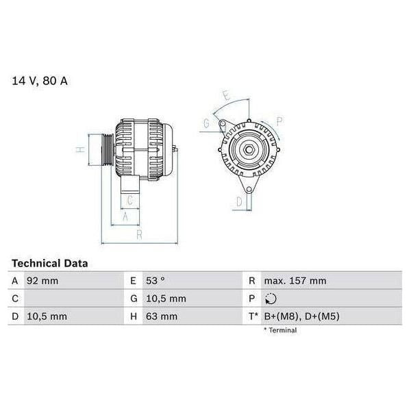 Bosch Reman Alternator 3930 0986039300