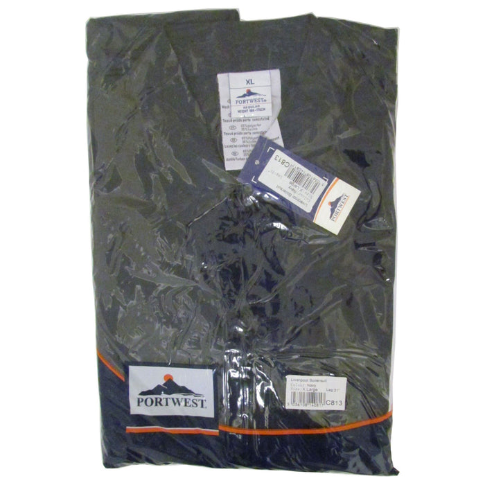 Portwest Polycotton Zip Coverall - Navy - X Large (Regular) Portwest  - Dynamic Drive