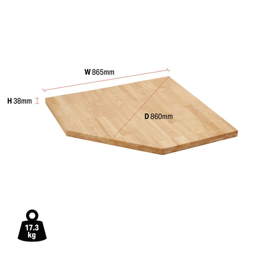 Draper BUNKER Modular Hardwood Worktop for Corner Cabinet, 865mm 33210 Draper  - Dynamic Drive