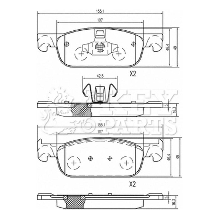 Genuine Key Parts Rear Brake Pads KBP2591