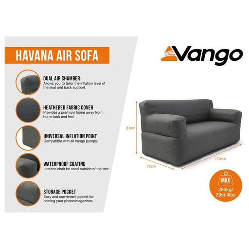 Vango Havana Air Inflatable Grey Sofa Vango  - Dynamic Drive