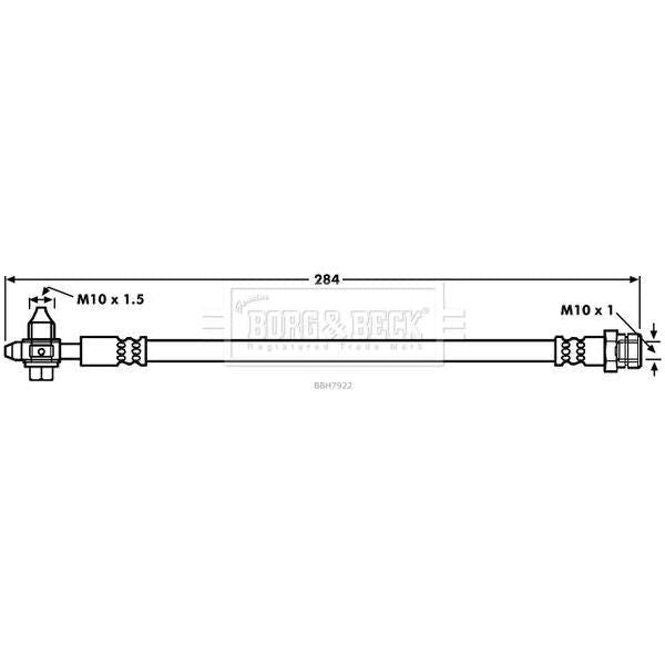 Genuine Borg & Beck Brake Hose fits i10 8 Drum RHD ONLY !!! 1016 BBH7922