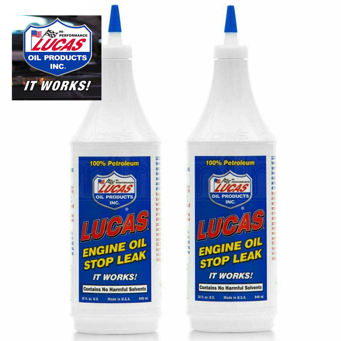 2 x LUCAS ENGINE OIL STOP LEAK 946ml Stops Leaks Rejuvenates Seals & Gaskets