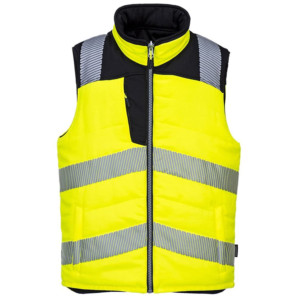 Portwest PW3 Hi-Vis Reversible Bodywarmer - Yellow/Black - Medium Portwest  - Dynamic Drive