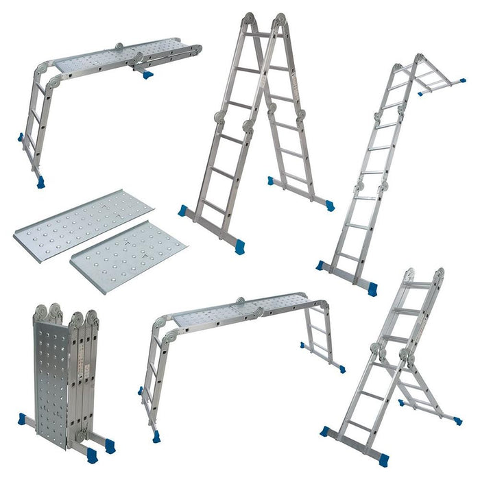 Silverline Multipurpose Ladder with Platform 3.6m 12-Tread Silverline  - Dynamic Drive