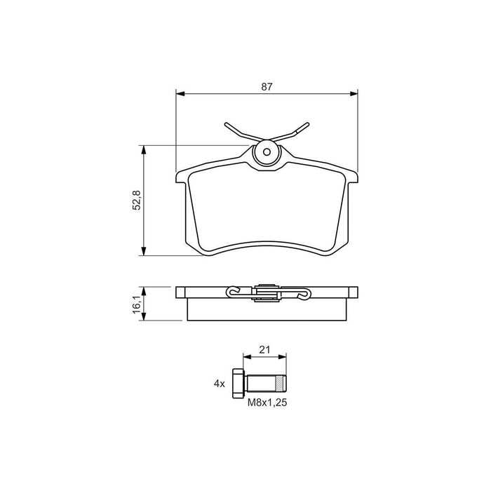 Genuine Bosch Brake Pad Set Bp1322 fits Peugeot 208 E-VTi|VTi - 1.2 - 12- 098649