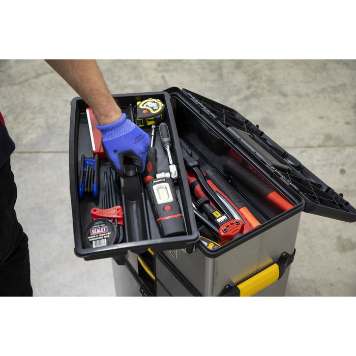 Sealey Mobile Stainless Steel/Composite Toolbox 3 Compartment AP855 Sealey  - Dynamic Drive