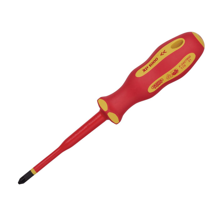 Draper XP1000 VDE Slimline PZ Type Screwdriver, No.2 x 100mm 02166 Draper  - Dynamic Drive