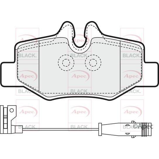 APEC Black Brake Pads (Rear) (R90) PAD1436B fits Mercedes-Benz Vito Viano Vito