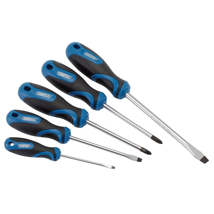 Draper Soft Grip Screwdriver Set, 3 x Plain Slot, 1 x Cross Slot, 1 x PZ TYPE (5 Draper  - Dynamic Drive