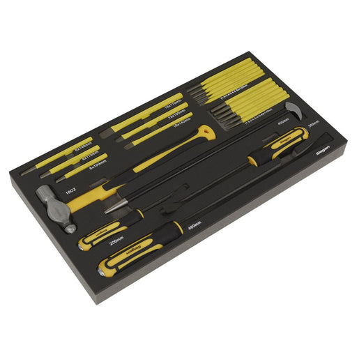 Sealey Tool Tray with Pry Bar Hammer & Punch Set 23pc S01131 Sealey  - Dynamic Drive