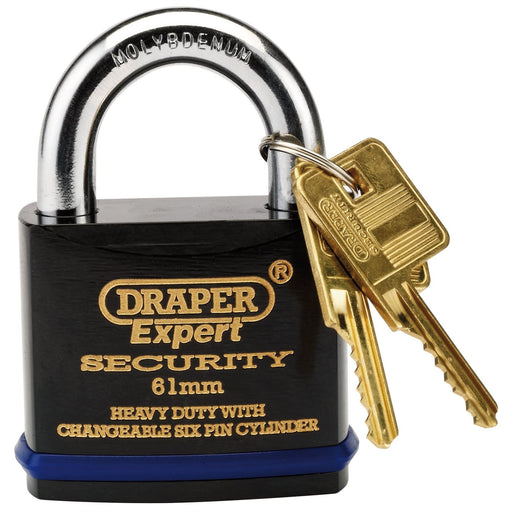 Draper Heavy Duty Padlock and 2 Keys with Super Tough Molybdenum Steel Shackle, Draper  - Dynamic Drive