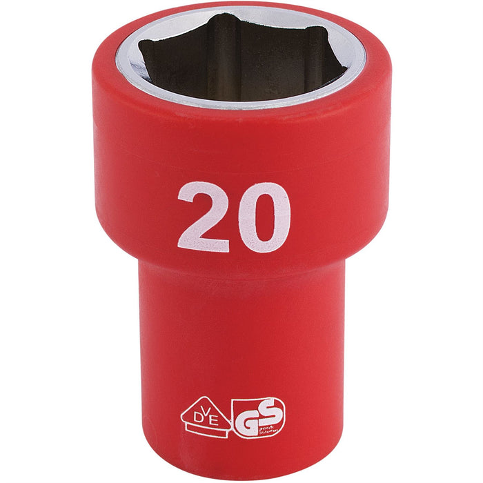 Draper Fully Insulated VDE Socket, 3/8" Sq. Dr., 20mm 31748 Draper  - Dynamic Drive