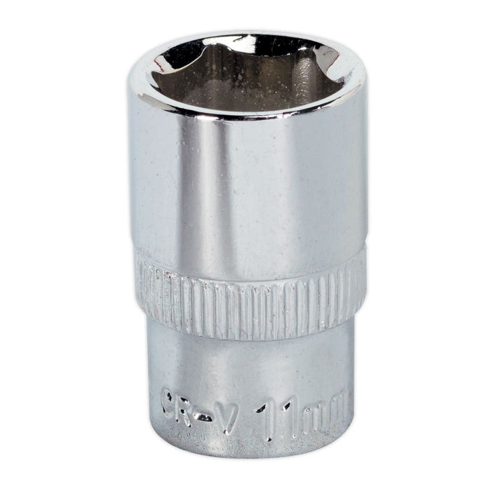 Sealey WallDrive Socket 11mm 1/4"Sq Drive Fully Polished SP1411