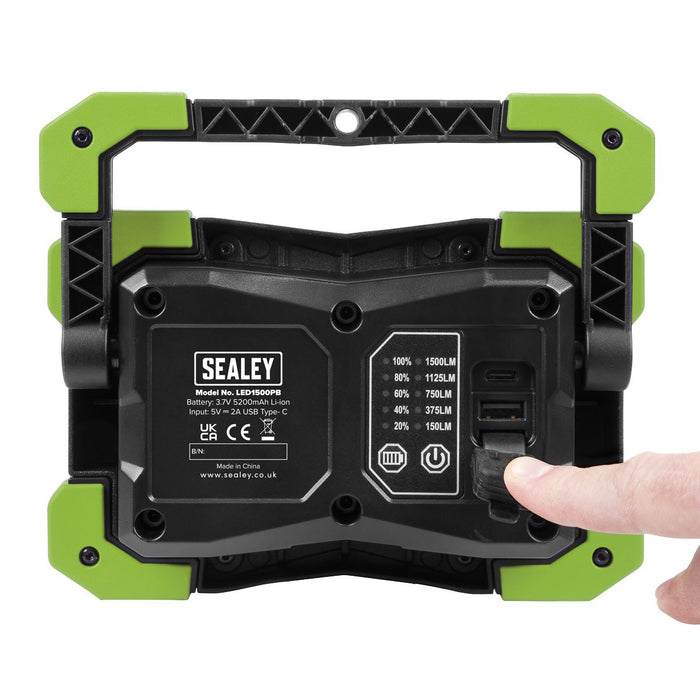 Sealey 15W COB LED Portable Floodlight and Power Bank LED1500PB Sealey  - Dynamic Drive