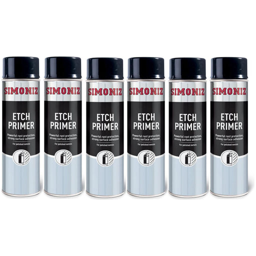 6x Simoniz Etch Primer Car Spray Polished Metal Paint Rust Protection Aerosol 500ml Simoniz  - Dynamic Drive