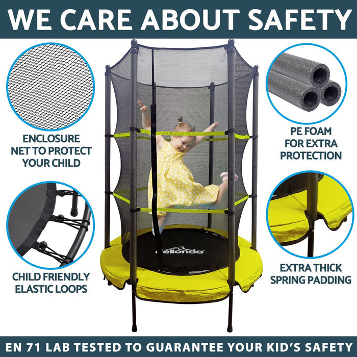 Dellonda 55" Mini Trampoline with Safety Enclosure Net