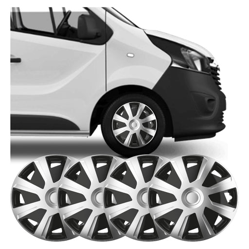 16" fits Vauxhall Vivaro fits Wheel Trims Van Hubcaps Set of 4 Black & Silver UKB4C  - Dynamic Drive