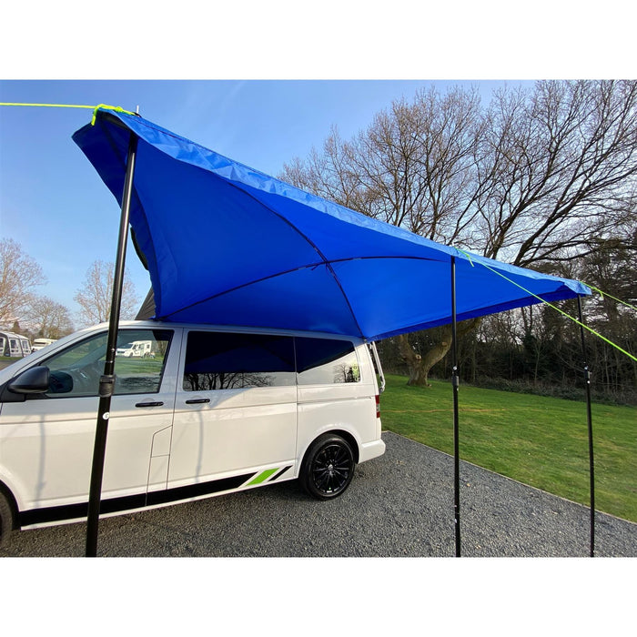 Campervan Awning Sun Canopy Sunshade Motorhome for 4 or 6mm Rail Blue T4 T5 T6 Maypole  - Dynamic Drive