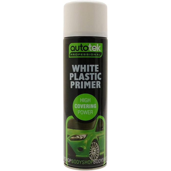 4X Autotek Aerosol Spray Primer White 500Ml High Coverage Plastic Primer