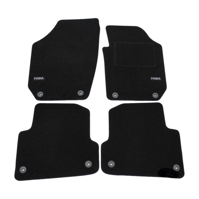 Tailored Logo Velour Carpet Floor Mats for Skoda Fabia MK2 2007-2014 Fix UKB4C  - Dynamic Drive