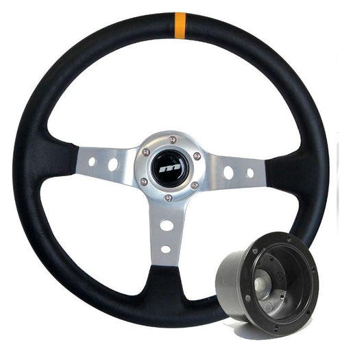 340mm Black Alcantara Moulded Steering Wheel + Boss fits Honda Civic 83>93 Mountney Classic  - Dynamic Drive