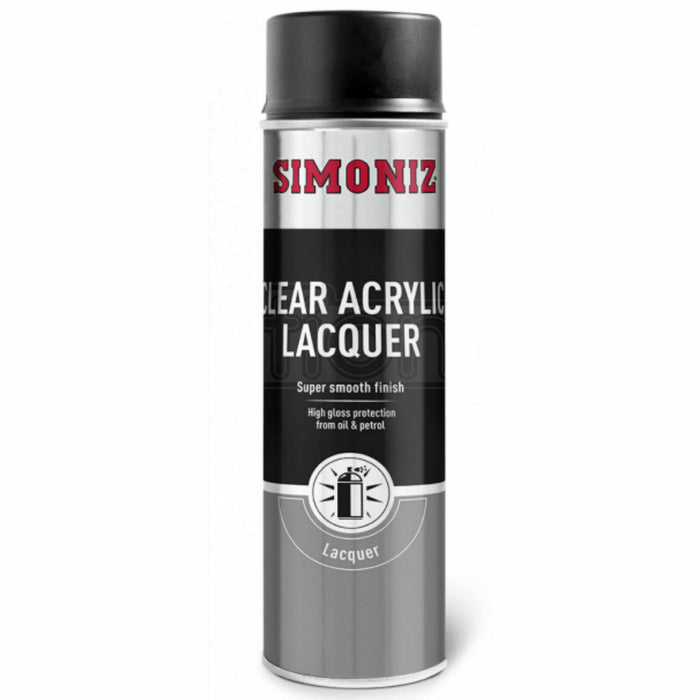 4x Simoniz Clear Acrylic Lacquer Smooth High Gloss Aerosol Spray Paint 500ml