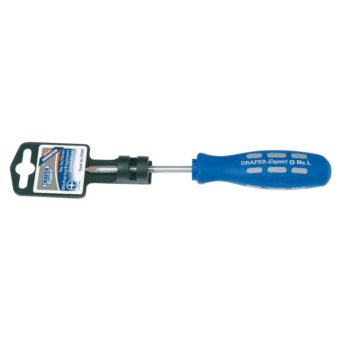 Draper Expert Cross Slot Mechanic's Screwdriver, No.1 x 75mm 55500 Draper  - Dynamic Drive