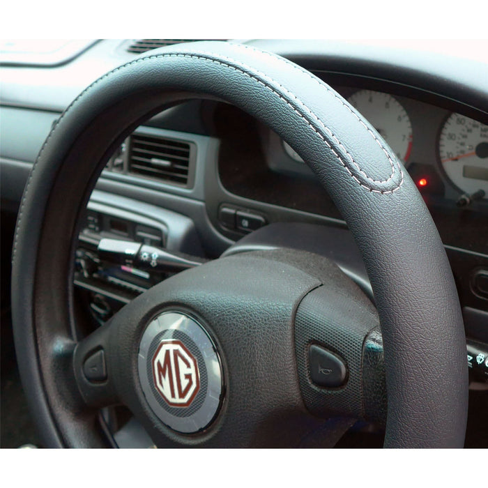 Black Steering Wheel Cover Soft Grip Leather Look for ZS All Years UKB4C  - Dynamic Drive