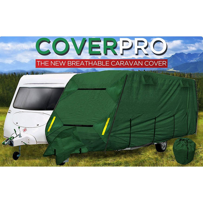 Coverpro Premium Breathable 4-Ply Full Green Caravan Cover Fits 21-23Ft Free Bag Crusader  - Dynamic Drive