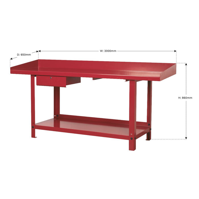 Sealey Workbench Steel 2m with 1 Drawer AP1020 Sealey  - Dynamic Drive