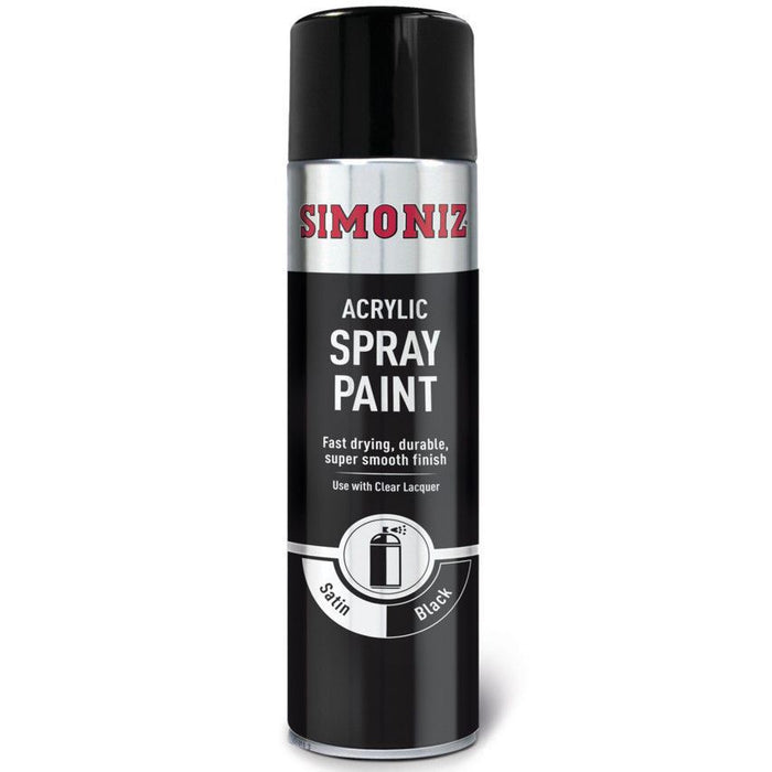 Simoniz Large Satin Black Acrylic Aerosol Car Spray Paint 500ml SIMP16D