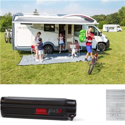 Fiamma F45S 425cm Awning Deep Black Case Royal Grey Fabric Motorhome Caravan Van